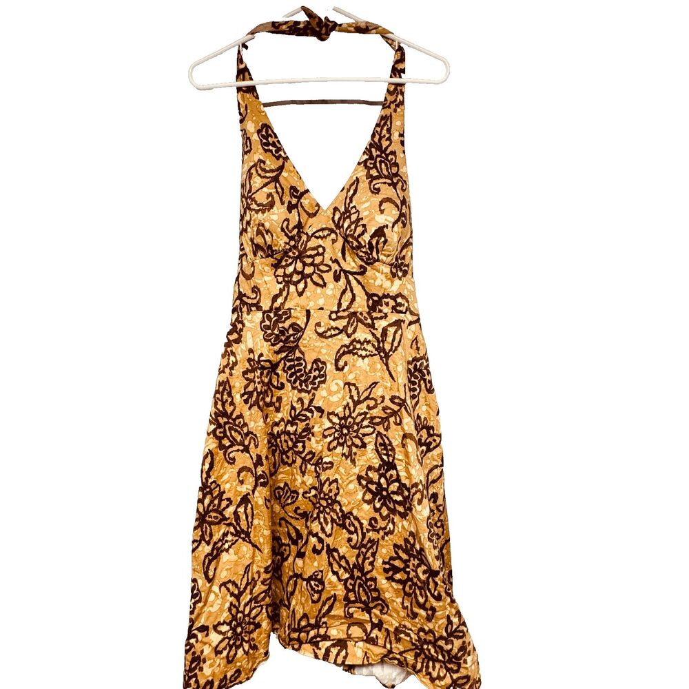 Madison Leigh Halter Dress Earth Tone Floral Boho Chic Floral Festival SIZE 10
